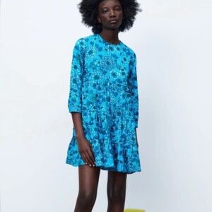 Zara Blue Bishop Sleeve Sundress